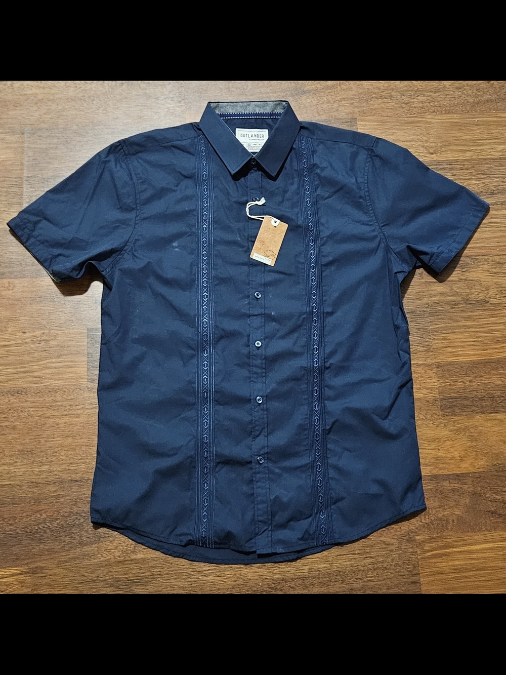 NWT OUTLANDER short-sleeve dress shirt SIZE LARGE COLOR BLUE LL37D RV$60